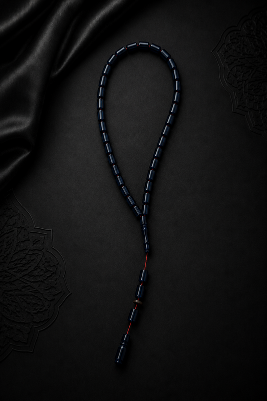 SİSTEMLİ TAKIMLI USTA İMZALI DİYARBAKIR KESME LACİVERT SIKMA KEHRİBAR TESPİH